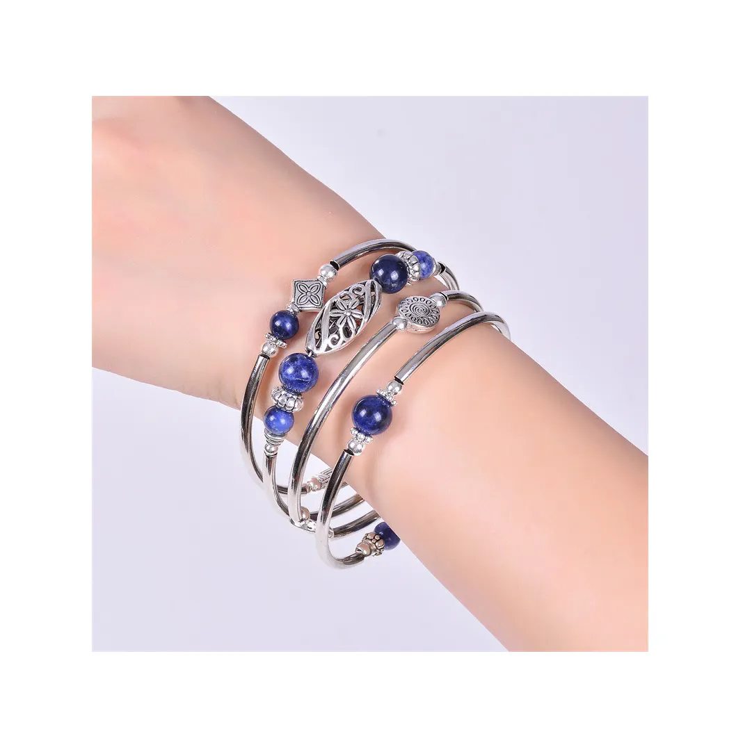 New Natural Turquoise Tiger Eye Stone Winding Bracelet Multi loop Layered Natural Stone Beaded Bracelet