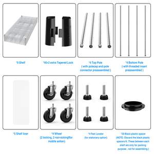 Étagère de rangement métallique robuste à 5 niveaux réglables avec roulettes, 82 po de hauteur x 60 po de longueur, unité de rayonnage industriel en fil métallique pour garage et cuisine - Product Image 4