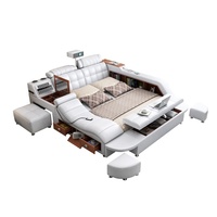 Modernes Tatami Leder Smart Bed Multifunktion ale große King Size Wohn möbel für Haupt schlafzimmer Luxus rahmen MDF Soft Bed Neu
