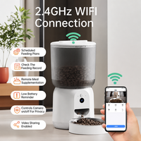 Distributeur automatique de nourriture pour animaux de compagnie avec caméra 480P, 3,7 L, contrôle par application, enregistrement vocal de 10 secondes, interphone vocal, alimentation programmée, distributeur de nourriture pour chats et chiens