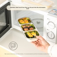 Contenants à collations en acier inoxydable pour enfants Conteneurs à lunch réutilisables à 3 compartiments pour adultes avec couvercles Boîte à bento empilable étanche