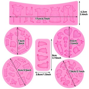 Silicone Fondant Molds For Baby Shower Cake Decorations Pink Rectangle DIY Baking Chocolate Clay Resin Mold Set - Product Image 2