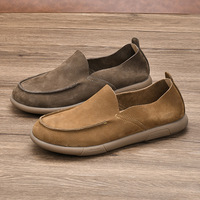 Mocasines de Ante para Hombre, con Punta Cerrada, Parte Superior de Cuero Genuino, Suela de Goma, Entresuela de EVA, Forro de Cuero Genuino, Cómodos y Resistentes