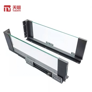 TIANYI Glass <b>Side</b> <b>Drawer</b> Box System Soft Close Box with Glass <b>Sides</b> Black Aluminum Frame for Modern Kitchen Cabinet - Product Image 2