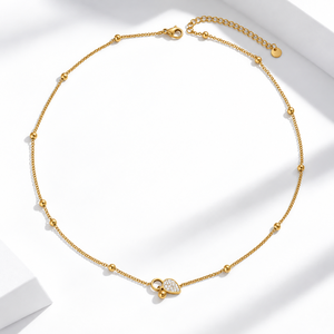 Collar de Zirconia en Forma de Lágrima Dorada, Acero Inoxidable, Chapado al Vacío en Oro de 14K, Cadena de 43+5.5cm - Product Image 1