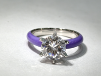 Bague de promesse solitaire Linyang S925 en argent sterling avec moissanite à 6 griffes et bande émaillée haute brillance, bijoux personnalisés multicolores GRA