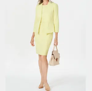 Fashion Bisnis Seragam Sesuai dengan Kualitas Tinggi Warna Kuning Kantor Wanita Gaun Blazer Blazer