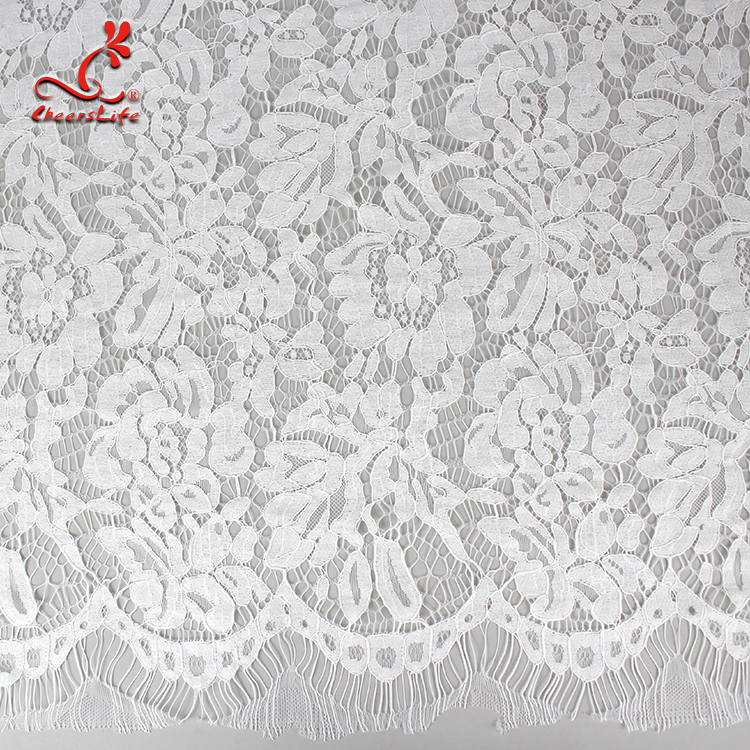 Wholesale New Design Eyelash Embroidered Lace Fabric French Bridal Lace Fabric