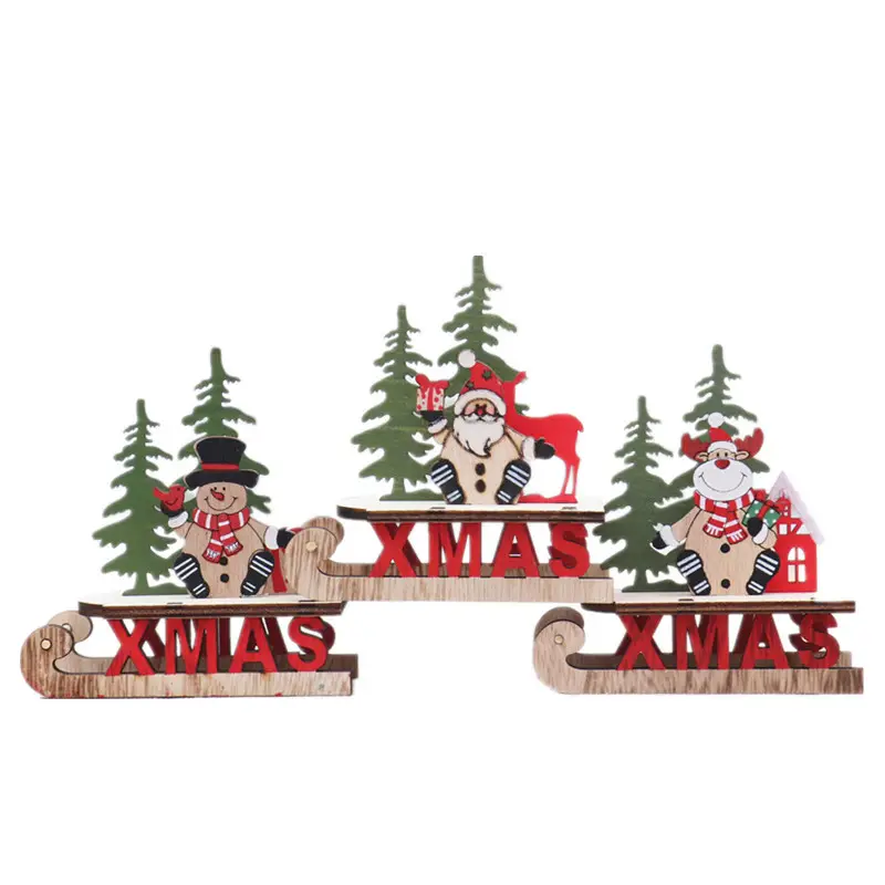 Decorazioni natalizie fai da te slitta alce cartone animato ornamenti natalizi in legno di babbo natale per regalo per bambini