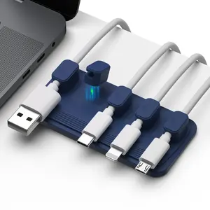 多功能软线组织器5个USB电缆夹粘在木质大理石金属玻璃电缆管理磁性电缆夹上