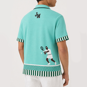 Pull décontracté personnalisé avec lettres brodées, pull d'été pour <span class=keywords><strong>homme</strong></span>, manches courtes, jersey de tennis, jersey tricoté, polo tricoté pour <span class=keywords><strong>homme</strong></span>, <span class=keywords><strong>chemise</strong></span> tricotée - Product Image 6