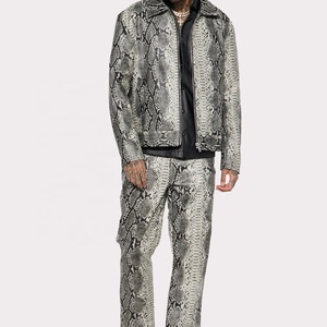 Người Đàn Ông Của Mùa Đông Rắn Thêu Tracksuit Chính Hãng Da Bò Da Áo Khoác Và Quần Với <span class=keywords><strong>Python</strong></span> Mô Hình Chất Liệu Vải - Product Image 1
