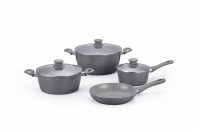 Casseroles durables modernes de 7 pièces à revêtement en marbre et fond à induction pour la cuisine à domicile Batterie de cuisine antiadhésive forgée