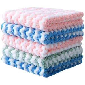 Chiffons de cuisine en <span class=keywords><strong>microfibre</strong></span> à prix d'usine 15x20cm, en velours corail, motif ondulé, épaissis, absorbants, pour le nettoyage domestique - Product Image 4
