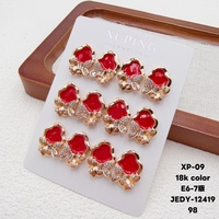 Perhiasan XUPING Lapis Emas 18K Set Anting Stud Enamel Gaya Campuran Motif Bunga Hati Kartun Lucu untuk Pesta Anak Grosir