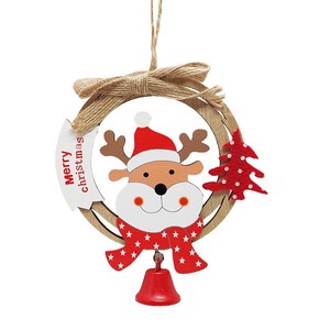 Adorno Navideño Colgante de Madera, Campana Redonda, Muñeco de Nieve, Reno, Santa Claus, Decoración para Árbol - Product Image 3