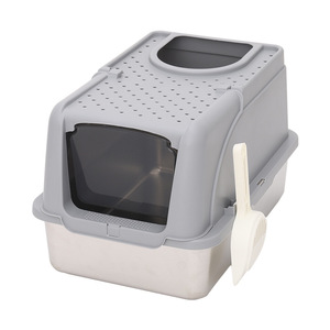 Stainless steel cat litter <b>box</b>, fully enclosed, <b>extra</b>-<b>large</b> size, top-mounted Maine Coon/Ragdoll litter <b>box</b>, odor-proof and - Product Image 1