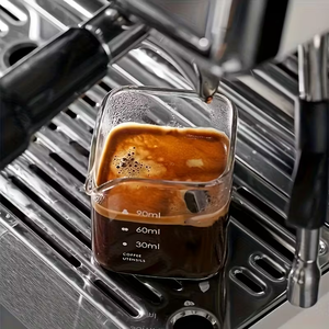 YOLOWE HOME Mini jarra de leche de vidrio de borosilicato alto 5oz resistente al calor Apto para lavavajillas diseño de doble <span class=keywords><strong>Caño</strong></span> Medición de café - Product Image 4