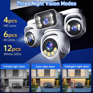 Caméra de sécurité extérieure sans fil 20MP 4 objectifs en temps réel IP66 <span class=keywords><strong>avec</strong></span> zoom, suivi automatique, vision nocturne, PTZ, audio bidirectionnel et alarme - Product Image 3