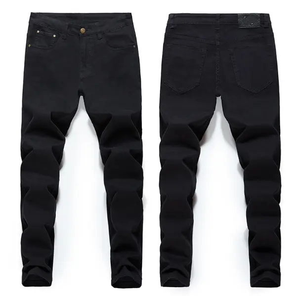 2021 fashion autumn and winter new hot sale luxury men jeans slim straight cotton stretch black trousers trend