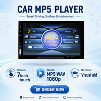 Système audio de voiture universel compatible avec écran tactile 7 pouces 1080p, stéréo, pour entrée d'alimentation 12-24V, lecteurs CD/MP3/MP4, CarPlay