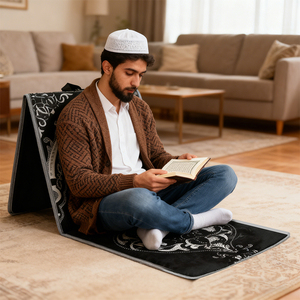 Tapis de prière musulman pour enfants, mini, de haute qualité, orthopédique, doux, éducatif, avec logo imprimé - Product Image 4