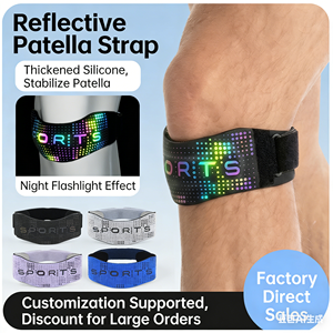 Reflective Patellar Tendon Strap Adjustable Knee Patella Support <strong>Band</strong> with <strong>3M</strong> Reflective Stripe for Night Running - Product Image 1