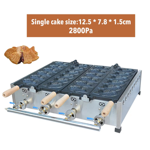 XEOLEO Taiyaki Machine à gaufres en forme de poisson Machine à gâteaux de poisson <span class=keywords><strong>2</strong></span> assiettes poisson haricot rouge Machine à gaufres gaz GPL antiadhésif 6 pièces * <span class=keywords><strong>2</strong></span> - Product Image 3