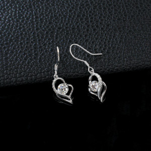 925 silver cultivated diamond elegant silver <b>hook</b> pendant <b>earrings</b> - Product Image 4
