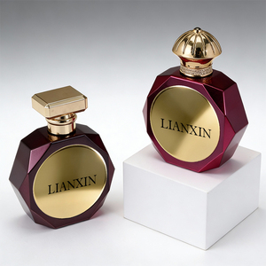 Flacon de parfum irrégulier de haute qualité 100 ml, flacon de parfum en verre métallique vintage de luxe, bouchon magnétique - Product Image 3