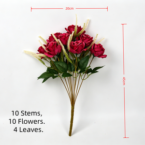 Prix d'usine – Bouquet de roses artificielles en soie à 10 tiges, effet peinture à l'huile, petit buisson floral réaliste pour la décoration de la maison, du bureau ou du bureau de travail - Product Image 1