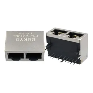 Fabricante de China Cat6 puertos duales 10P8C LAN Jacks con transformador Metal blindado 1000 conectores 1x2 RJ45.