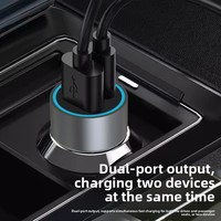 Pengisi Daya Mobil Anti Api Aluminium Alloy Mini 2-Port Tipe-C 48W USB PD Pengisian Cepat QC 3.0 Dual-Port Pengisian Cepat Ponsel