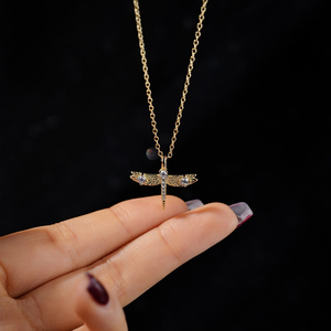 2024 Vogue 925 Sterling Silver Animal <strong>Jewelry</strong> 18k Gold Plated Zircon <strong>Dragonfly</strong> Wing Pendant Necklace for Women - Product Image 3