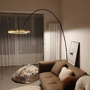 Luxury Floor Lamp Italian Style Living Room Bedroom LED Touch Control Adjustable Height Circular Standing Lamp - Product Image 2