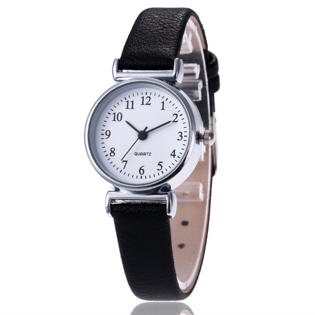 Women Round Clock Ladies Fashion Wrist Watches Female Gift Watch Classic Women's Casual Quartz Leather Band Strap Watch