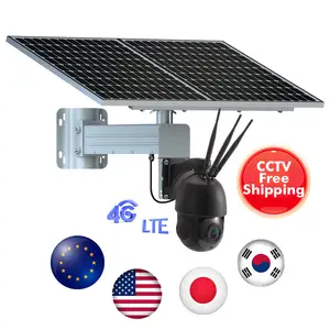 TecDeft 8MP CCTV camera kit solar panel 4G sim card auto tracking 8MP 30x optical zoom security PTZ farm LTE WIFI solar camera
