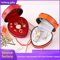 Coffret cadeau d'affaires de luxe, montre, collier en acier inoxydable, boîte cadeau en forme de cœur pour maman et petite amie, Saint-Valentin, Noël