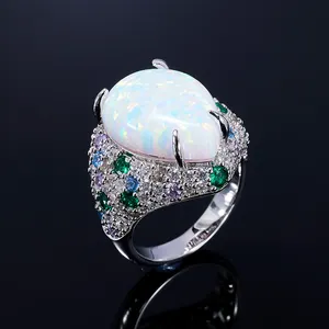 Luxury Waterdrop White Opal Color Cubic Zircon Finger Band Rings for Women Wedding Party Vintage Jewelry Accessories 014423