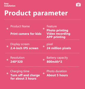 Mini Cámara Q5 de Alta Calidad, Impresora Térmica Portátil para Fotos, Videos y Recibos, 2400w Píxeles, Cámara Instantánea para Niños - Product Image 6