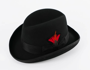 A111802 Chapeau Homburg Jazz en feutre 100% laine avec ruban et plume, unisexe, décontracté, toutes saisons - Product Image 2