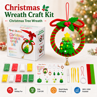 Kit de Manualidades para Corona Navideña, Adorno para Árbol de Navidad, Tallo de Chenilla, Arcilla de Secado al Aire, Regalo Navideño, Venta al Por Mayor OEM