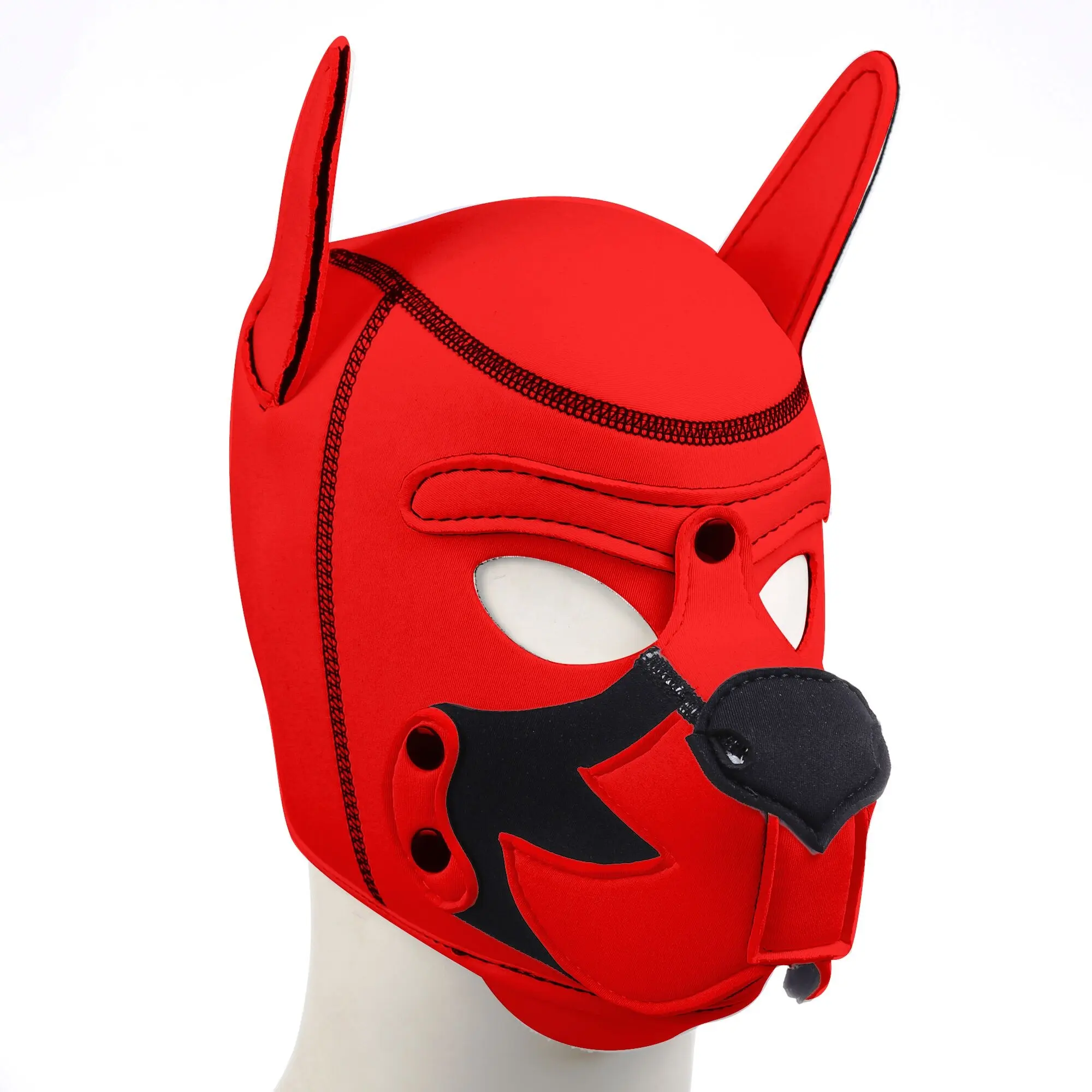 Capuche pour chiot en néoprène de couleur inversée, équipement de Bondage BDSM, masque pour les yeux, masque fétiche pour chien