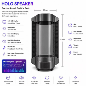 Haut-parleur Holo avec écran LED de 5,5 pouces, affichage holographique 3D en temps réel, audio USB, haut-parleur intégré, multicolore, publicité montée sur table - Product Image 6
