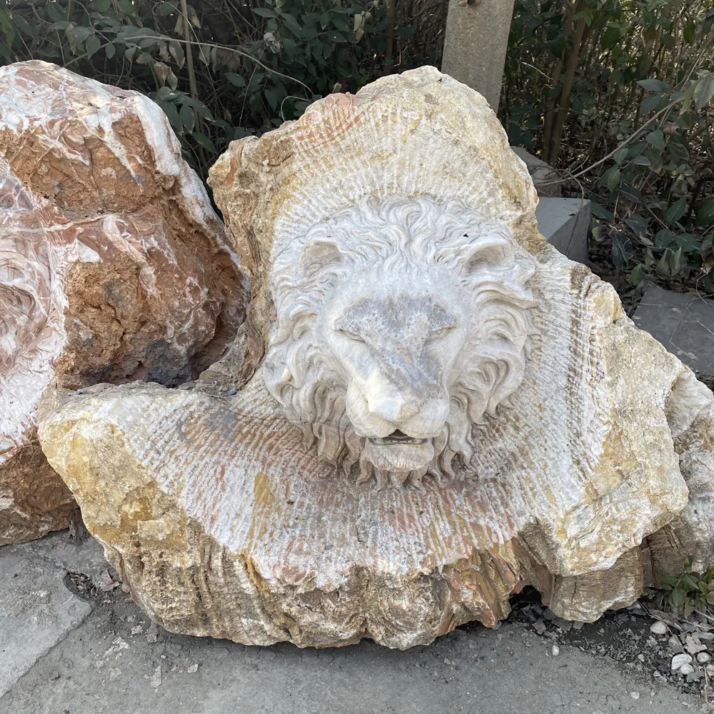 Mármore escultura leão cabeça personalizada pedra estátua