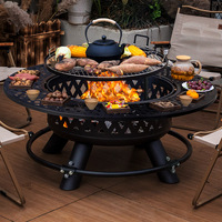 Table de chauffage extérieure ronde pour cour, foyer, barbecue multifonctionnel au bois et au charbon T197
