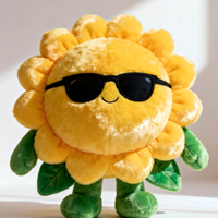 Peluche courte et douce, lunettes de soleil tendance, peluche tournesol, jouet en peluche mignon, poupée en peluche, pendentif en peluche doux pour cadeau, vente en gros
