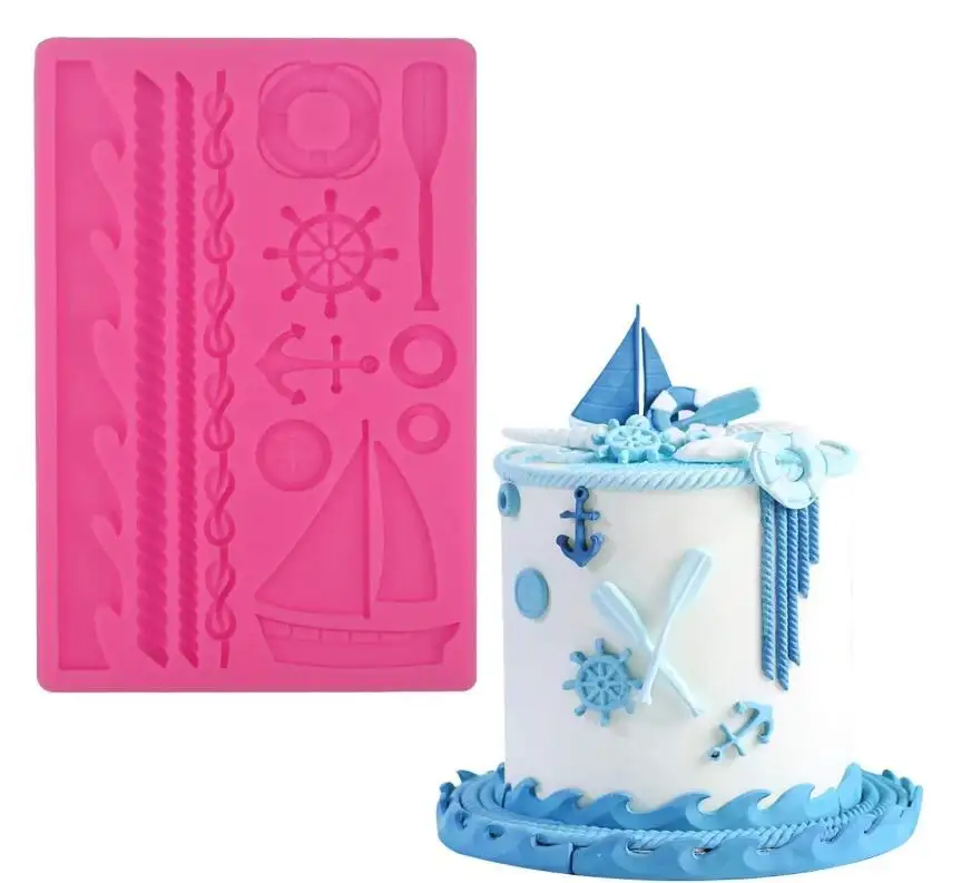 HY Sailing Ship Theme Silicone Mold Candy Chocolate Molds for Cake Decoration