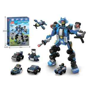 Creator 6 in 1 Super Robot Building Blocks Set with Car/Truck/Plane/Vehicle DIY Construction Mech Warrior Toy Gift for Kids