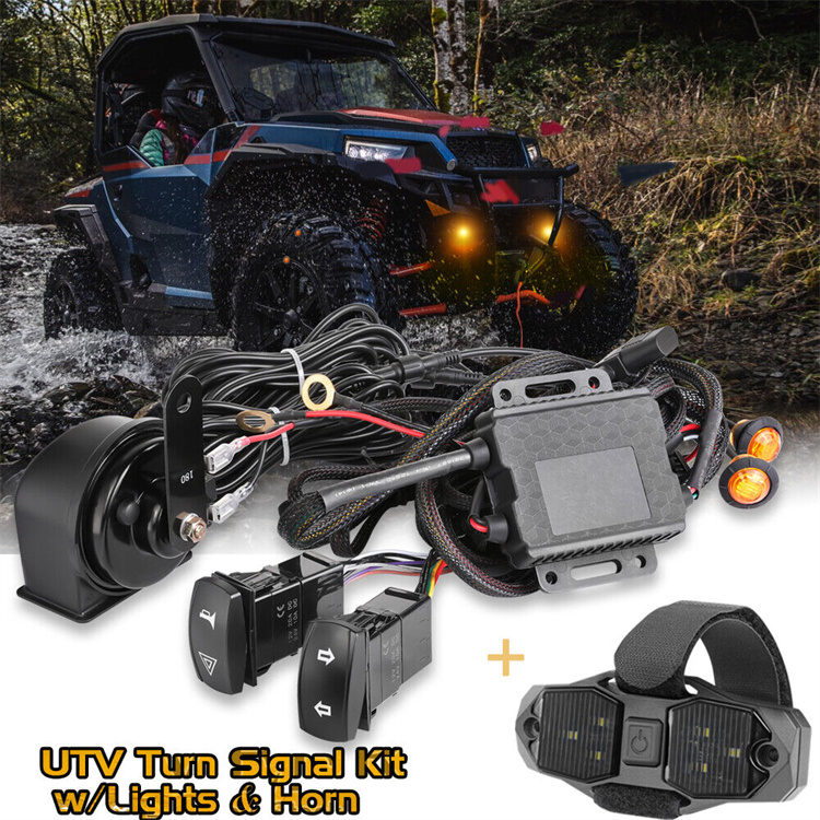 Универсальный комплект сигналов поворота UTV, с кулинарным выключателем, янтарные поворотные фонарики, 105 дБ, сигнал поворота Utv, комплект сигналов поворота для UTV ATV